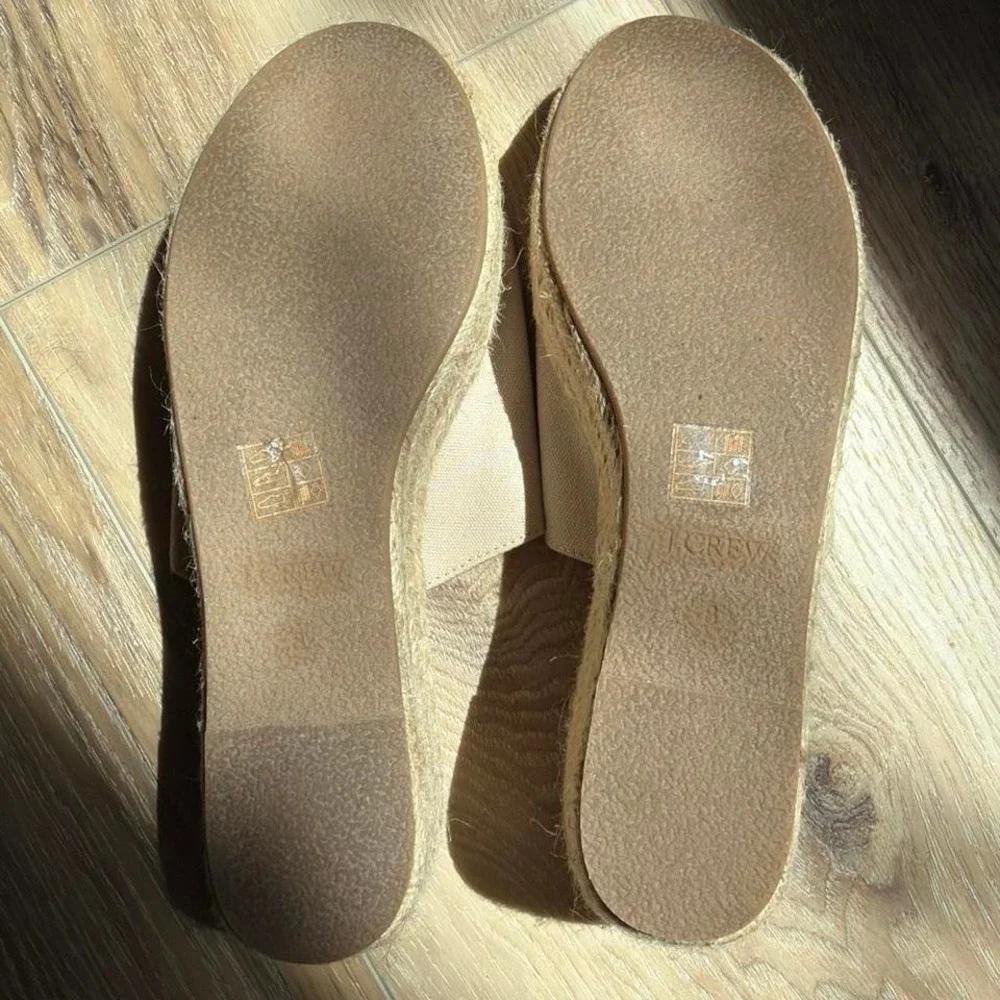 J Crew Platform Espadrille Slide Sandals Womens 8 Cream Ivory Preppy Old Money